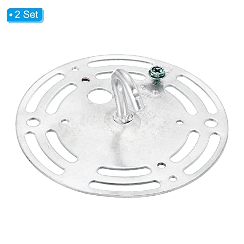 PATIKIL 4" Light Fixture Mounting Bracket, 2 Pack Light Crossbar Circle Mounting Bracket Universal Hook Lamp Fixture Ground Screw for Chandelier Lamp Light