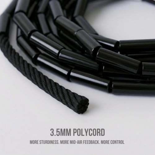 Elevate Rope Beaded Jump Rope, 1 in Beads, 10 ft Adjustable, Segmented - color: Black