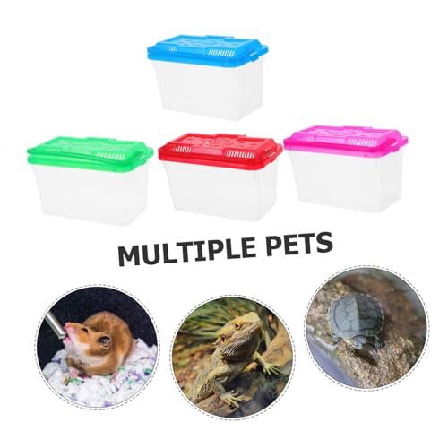 4Pcs Mini Handheld Aquarium Box Portable Plastic Fish Tank Carrier with Bright Lids for Small Fish Turtles Reptiles and Hamsters Decorative and Functional Breeding Habitat