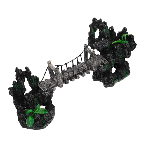 Aquarium Suspension Bridge Decor Lifelike Resin Rockery Adornment Fish Tank Landscaping Statue Unique Aquarium Decoration for Home Office Creative Underwater