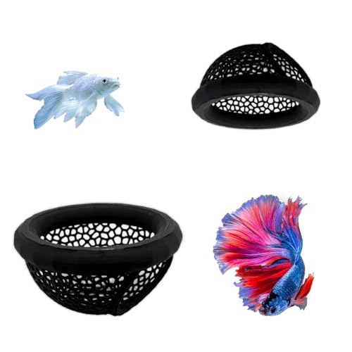 Laoha 2 PCS Floating Betta Hammock & Shrimp Shelter – 3D Printed Aquarium Decor with Feeding Ring, Safe Resting Spot for Betta Fish, Shrimp and Small Fish