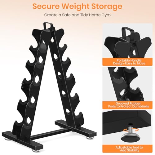 TomCare 6-Tier|5-Tier|4-Tier|2-Tier Dumbbell Rack Stand Only for Home Gym - color: Black, size: 5 Tier
