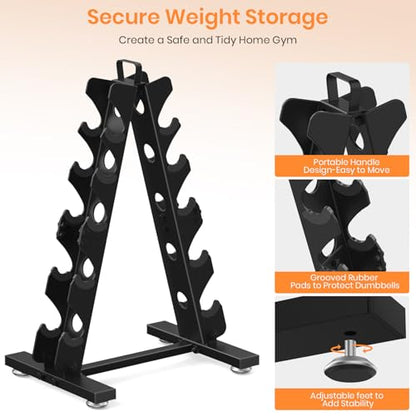 TomCare 6-Tier|5-Tier|4-Tier|2-Tier Dumbbell Rack Stand Only for Home Gym - color: Black, size: 5 Tier