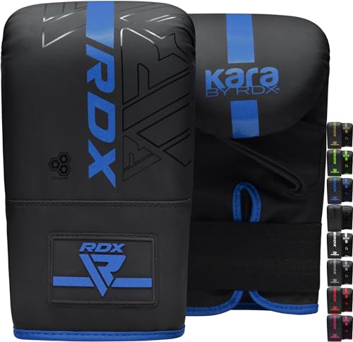 RDX Bag Gloves Boxing Punching Mitts, Maya Hide Leather, Padding, Ventilated Palm, MMA Heavy Punch Training, Muay Thai Kickboxing Focus Pads Double End Speed Ball Workout, Adult Men Women - color: Blue