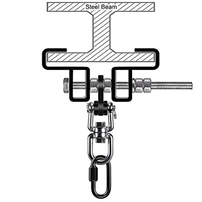 SELEWARE Heavy Duty Punching Bag Hanger, Steel I Beam Clamp for Heavy Bag - color: B. Beam Clamp with Swivel & Carabiner (1 Pack)