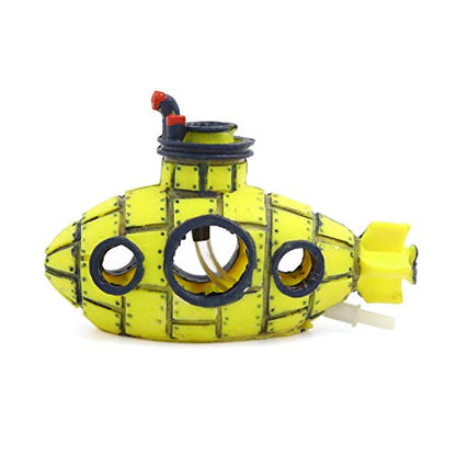 uxcell Aquarium Fish Tank Decoration Bubble Maker Yellow Spaceship Ornament 13x6x8cm