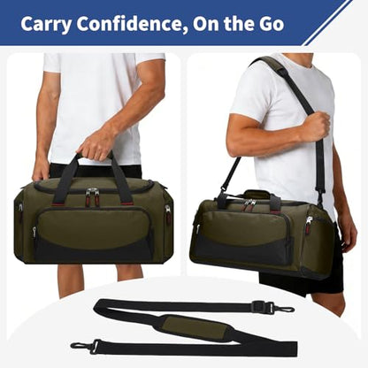 30L Gym Sport Duffle Bag, 17 inch, Olive Green - color: Olive Green
