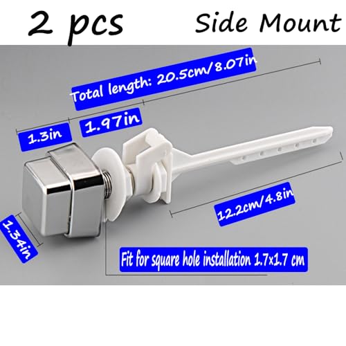 Semetall Toilet Flush Handle-Push Button Tank Handle Replacement, Side Mount Trip Lever, PVC,Set of 2 - size: Fit 1.7×1.7cm