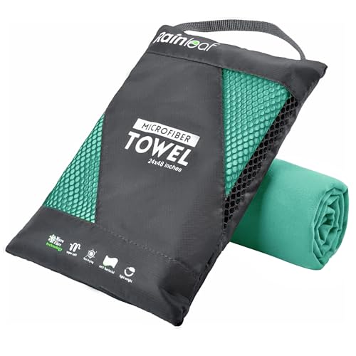 Rainleaf Microfiber Towel Quick Dry Camping & Travel & Gym Towel. Compact - color: Apple Green, size: 72.00" x 40.00"