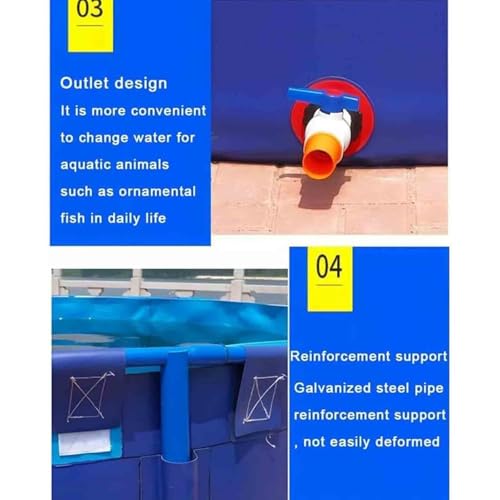Large Outdoor Fish Holding Tank with Drain Valve, Canvas Fish Pond.Extra Large Round Canvas Fish Pond Pool with Flexible PVC Liner - Above Ground Aquarium Tank, Easy Setup for Fish, Plants & - size: 2.5*0.8m