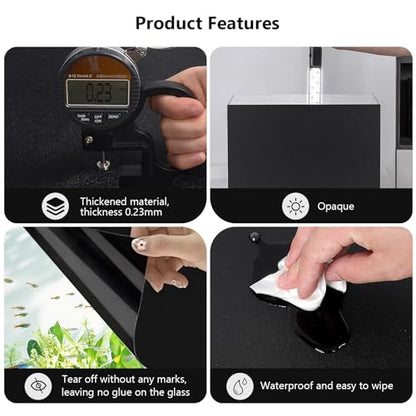 Aquarium Background Paper Decor Fish Tank Backdrop Wallpaper Electrostatic Adhesive, No Glue, Easy to Install, Reusable (17.7“H×47.2”L, Black) - size: 17.7“H×47.2”L