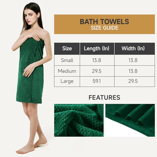 REDKISS Soft 6 Piece Bath Towel Set - 2 Bath Sheets, 2 Hand Towels, 2 Washcloths - Highly Absorbent, Quick Dry, Lightweight Towel Sets Collection, Premium Dark Green Towels for Bathroom, Gym & Spa - color: Dark Green