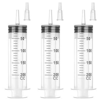 200 ml Large Syringe for Liquids, Syringe Without Needle, for Thick Liquids, 3 Pack Individually Wrapped - style: 200 mL