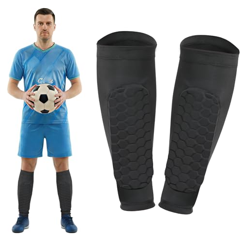 Soccer Shin Guards, Shin Defenders for Kids Youth Adult Ski Shin Guards Pads for 2-18 Years Old Calf Compression Sleeve with Honeycomb Pads, Lightweight Calf Protective Gear for Football - size: X-Large