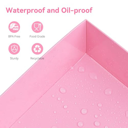 Pink Paper Cake Boxes with Clear Lids, 7 x 7 x 4 Inches, 20 Pack | Square Charcuterie Boxes, Disposable To Go Food Containers, For 4-6 Inch Cake, Jumbo Cupcakes, Bakeries - color: Pink