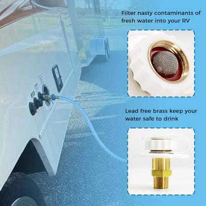 RV Water Inlet Connection City Water Fill Inlet Flange Brass with Check Valve RV Water Hose Connector City Water Fill Flange City Water Hookup for Camper (Black) - color: Black