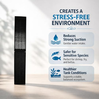 Aquarium Intake Cover for Fluval Flex 2.0 – Shrimp Safe Filter Guard, Protects Shrimp & Fry, Reduces Strong Water Flow, Easy Install, 3D Printed Intake Protector (Black)