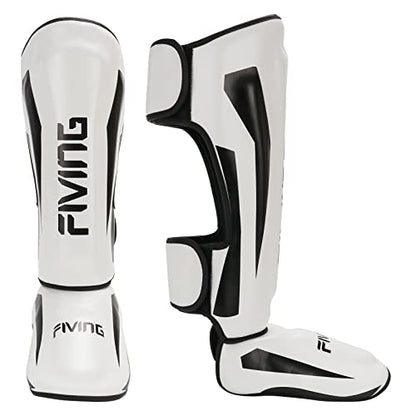 MMA Martial Arts Shin Guards,Muay Thai | Padded, Adjustable, Instep Protection, Muay Thai,Kickboxing,MMA Training, Professional Equipment - color: White, size: X-Large