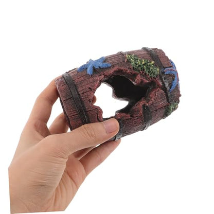 Kisangel 9pcs Broken Barrel Aquarium Decorations with Artificial Plants Betta Cave Hideout Fish Tank Barrel Ornament for Fish Shrimp Betta Goldfish and Reptiles Hideouts Accessories