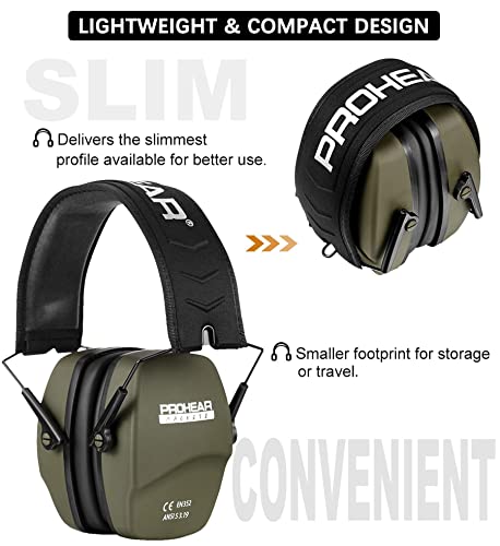 PROHEAR 016 Shooting Ear Protection Earmuffs 2 Pack, NRR 26dB for Gun Range, Hunting -Black and Green - color: Black+green