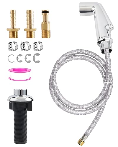 Universal Kitchen Sink Side Sprayer with Quick Side Connector Compatible with Moen Faucet Sprayer Replacement, Kitchen Sink Faucet Sprayer Attachment with Water Hose/Holder, Chrome Finish