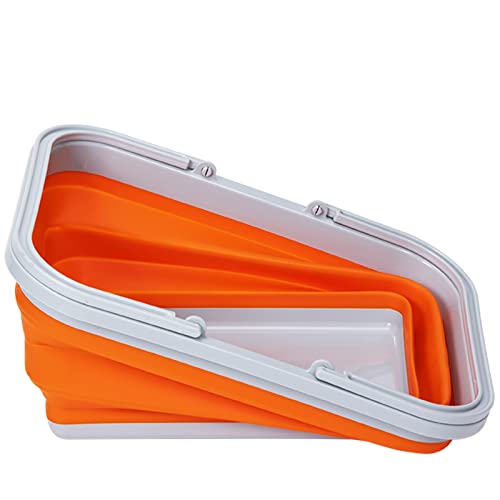 Collapsible Sink with Handle Towel, 2.37 Gal / 9L Foldable Wash Basin for Washing Dishes, Camping, Hiking and Home - color: 2pcs-orange