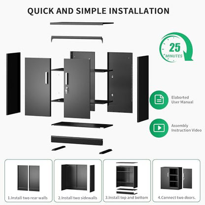 Metal Storage Cabinet with Locking Doors, 35.4" Steel Locker Organizer with Adjustable Shelves, Garage Utility Cabinet for Home, Office, Shop, and School - size: 35.4"H x 31.5"W x 15.7"D