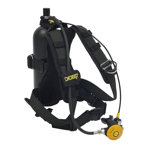 4L Scuba Tank Kit 3000PSI with Yoke to 8mm Inflation Adapter, 6061 Aviation Aluminum Portable Diving Tank Equipment with Backpack & Diving Mask for Underwater Recreation Snorkeling Backup