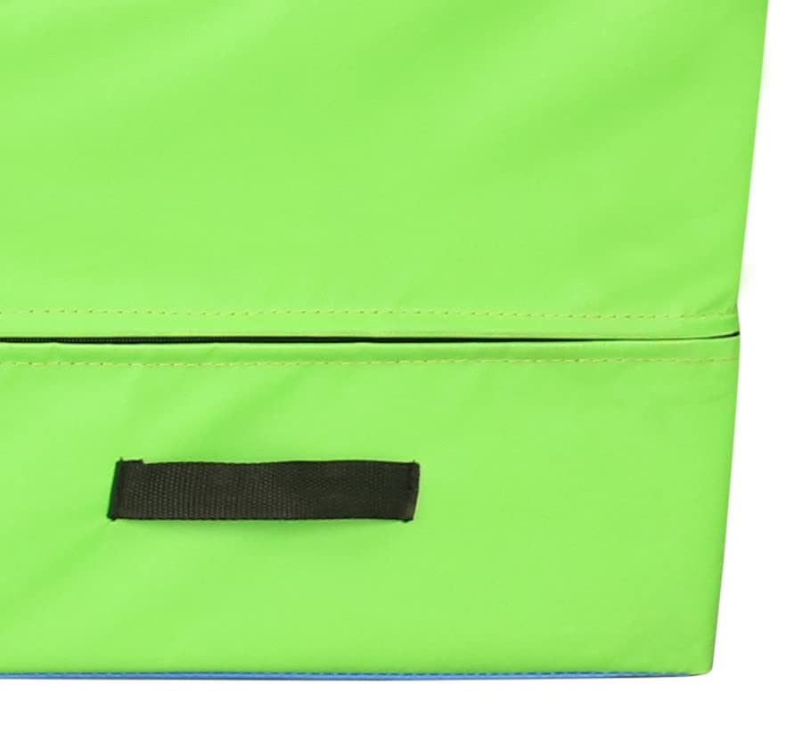 PRISP Incline Gymnastics Mat - 71 x 28 x 14 Inch Tumbling Cheese Wedge Mat - color: Green; Blue