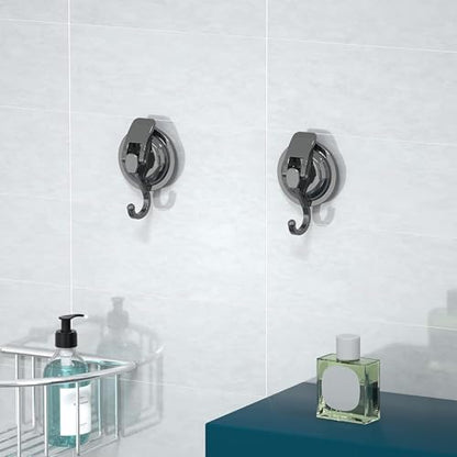 Heavy Duty Vacuum Suction Cup Hooks, Gun Silver Plated Polished Super Suction for Kitchen Bathroom, 2 Pack - color: Gun Silver