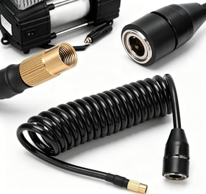Polyurethane Recoil Air Hose, Car Air Pump Extend Hose, Air Compressor Hose, 16.4ft PS20 Female Plug Inflator Extension Tube for American Tire Nozzle Car Motorcycle