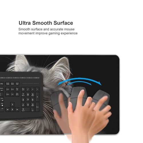 XXL Gaming Mouse Pad 35.4 x 15.7 Inch, Large Extended Desk Mousepad with Cat Design, Water-Resistant Surface & Stitched Edges, Non-Slip Rubber Base Desk Mat for Gaming, Office & Home - color: Cat