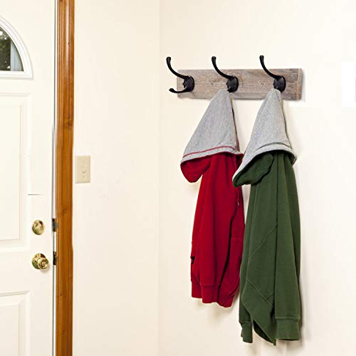 Wall Mounted Coat Rack, Wooden Entryway Vintage Rustic Coat Rack - size: Alloy 3-Hook
