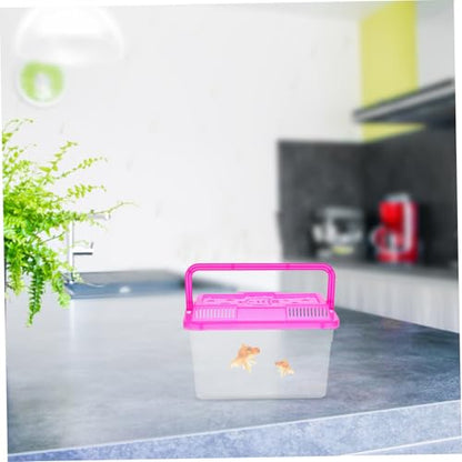 4Pcs Mini Handheld Aquarium Box Portable Plastic Fish Tank Carrier with Bright Lids for Small Fish Turtles Reptiles and Hamsters Decorative and Functional Breeding Habitat