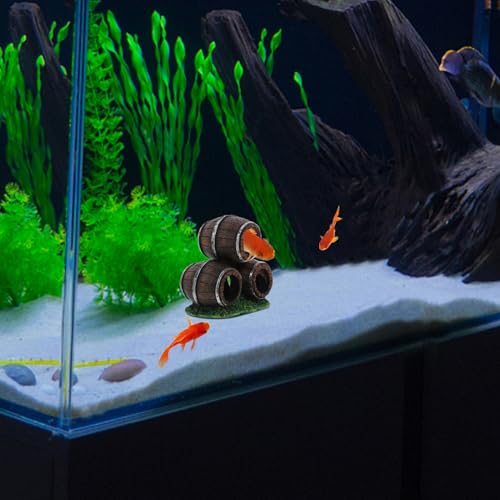 VICASKY Resin Aquarium Broken Barrel Décor Stacked Fish Tank Ornament Wear-Resistant Landscaping Hideout Shelter for Betta and Shrimp Habitat