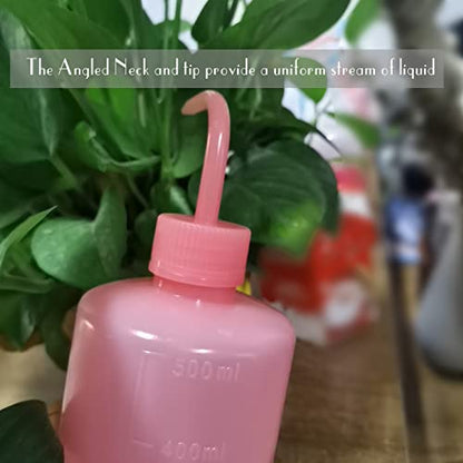 Valchoose 500ml Pink Plant Water Bottle, Safety Squeeze, No Spill, 2 Pack - color: Pink, size: 2x500ml