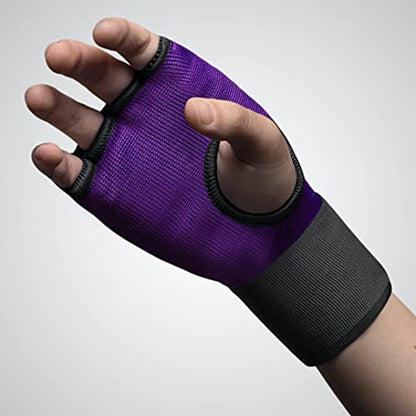 Hayabusa Quick Gel Hand Wrap Boxing Gloves | Slip-On Design, Padded Knuckle Protection, Hook and Loop Closure, Muay Thai Kickboxing, Men and Women, Sparring - color: Purple/Black, size: X-Large