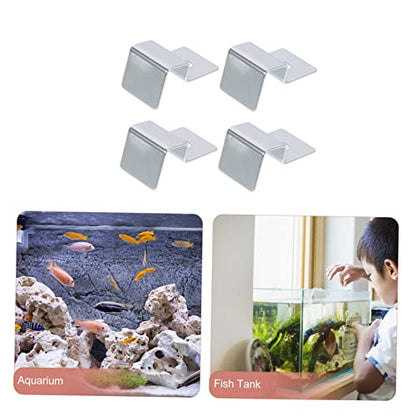4pcs Support Frame Fish Tank Bracket Fish Tank Lid Holder Support Aquariums Glass Cover Clip Fish Tanks Fish Tank Glass Cover Clip Glass Holder Stainless Steel Equipment Frameless
