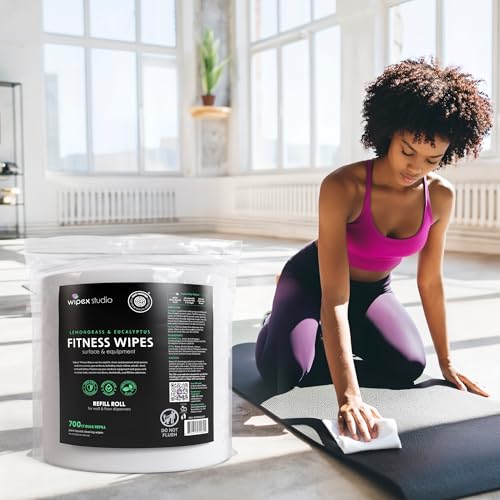Wipex Gym Wipes Dispenser Refill - EWG Verified - 700 Count 8"x8" Plant-Based Fitness Equipment Wipes with Cleaning Vinegar, Lemongrass & Eucalyptus Essential Oil - size: 700 Count (Pack of 1), style: Plant-Based Cloth: Lemongrass (8"x8")