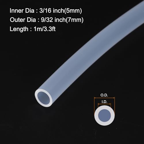 3.3ft 3/16" ID x 9/32" OD Silicone Tubing Clear 5mm x 7mm Industrial Plastic Tubing Pure Silicone Hoses for Pump Siphoning Draining Irrigation Brewing - color: Clear, size: 3/16" x 9/32"