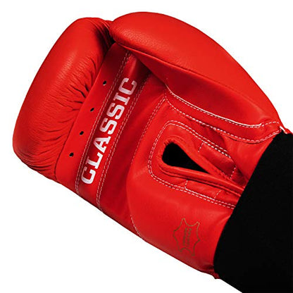 Title Classic Leather Elastic Training Gloves 2.0 - color: Red, size: 18 oz