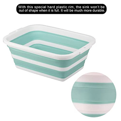 2 Pack Collapsible Bucket with 2.25 Gal / 8.5L Each, Plastic Tub, Portable Wash Basin for Home and Garden, Foldable Camp Sink with Upgrade Reinforced Hard Plastic Rim