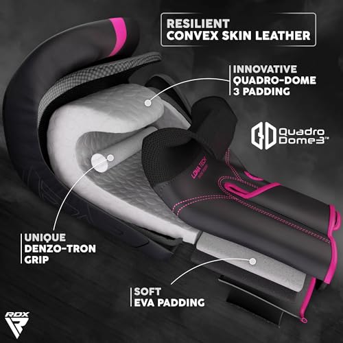 RDX Boxing Gloves, Pro Training Sparring, Maya Hide Leather, Muay Thai MMA Kickboxing, Men Women Adult, Heavy Punching Bag Focus Mitts Pads Workout, Ventilated Palm, Multi Layered, 8 10 12 14 16 18 Oz - color: PINK, size: 14 OZ