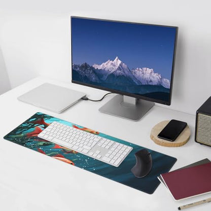 Large Mouse Pad, Desk Mat with Non-Slip Rubber Base, Waterproof Gaming Mousepad Computer Keyboard Mouse Mat Fish Aquarium Desk Pad for Home Office Gaming Work, 31.5''x11.8''