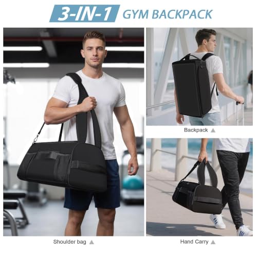 MIYCOO Gym Bag with Shoes Compartment, Duffle Bag, Backpack with Wet Pocket - color: 02#Black-Style2