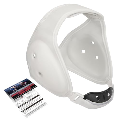 Trymaker Wrestling Headgear, Youth Wrestling Head Gear with Chin Cup | Two Size, Sorf Ear Guard, Sandwich Layer Design, Lightweight, MMA, Jiu-Jitsu, BJJ - size: M (18 1/2" - 21 1/4"), style: White