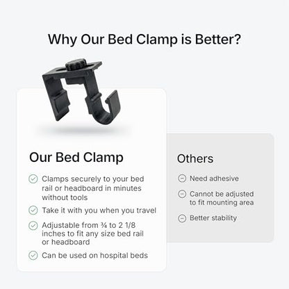 CPAP Hose Holder Adjustable Clamp Mount – No Drill Bed Rail Clip, Secure U-Shape Tube Hook for Tangle-Free CPAP Tubing Support - Made in USA - Black