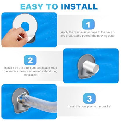 Gosknor 2pcs Swimming Pool Pipe Holders, Ground Swimming Pool Replacement Parts Hose Holders with Tape Prevents Hose Sagging and Leaks Ground Accessories Compatible with Intex