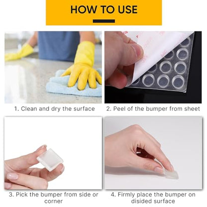 20 Clear Silicone Bumper Blocks – 1" x 1" Anti-Slip Pads for Cabinets, Glass Table Tops, and Chairs – Wall Protector & Soft-Close Noise Dampening Pads by Vellax
