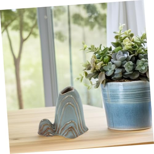IMIKEYA Ceramic Mini Mountain Figurine Calligraphy Brush Holder Aquarium Unique Faux Mountain Design for Zen Garden Micro Landscape Accessories Multiuse Decorative Tabletop